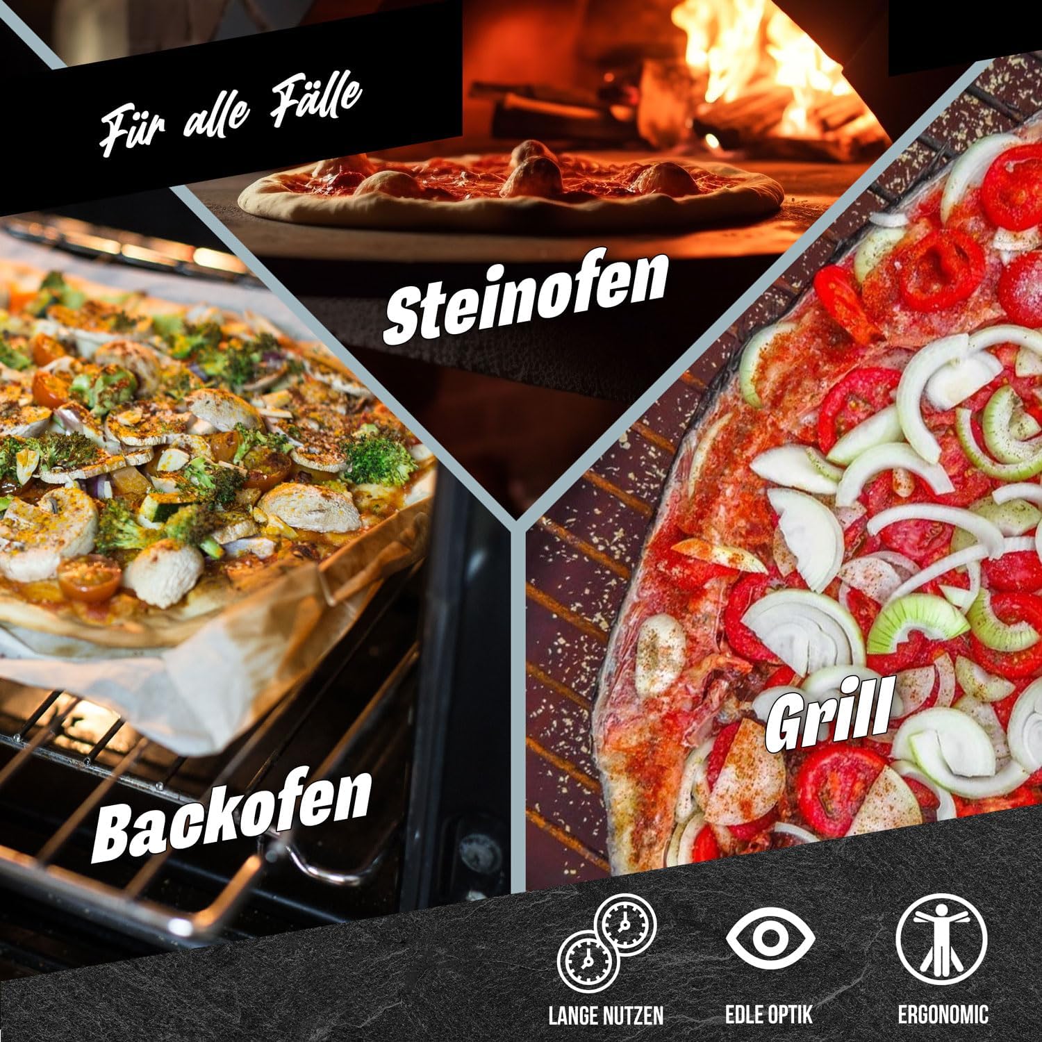 Klappbare Pizzaschaufel mit Holzgriff & Aluminium-Schaufel