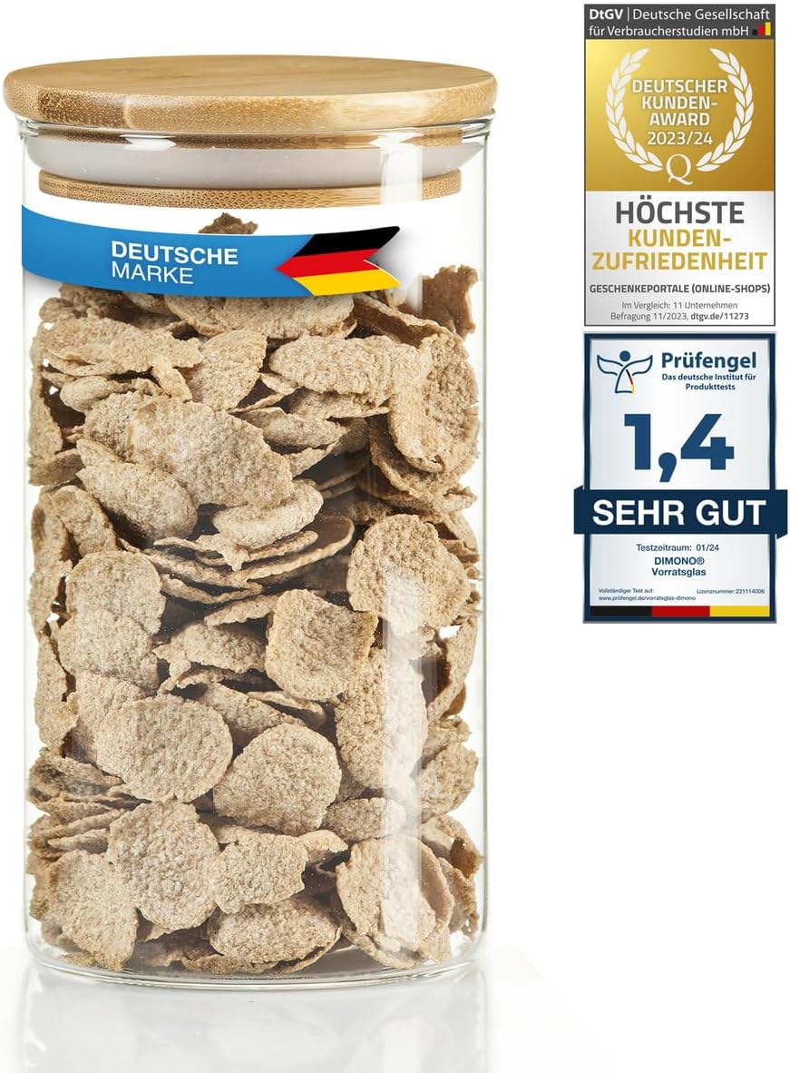 Dimono Vorratsglas aus Borosilikatglas mit Bambus-Deckel (0,5L)