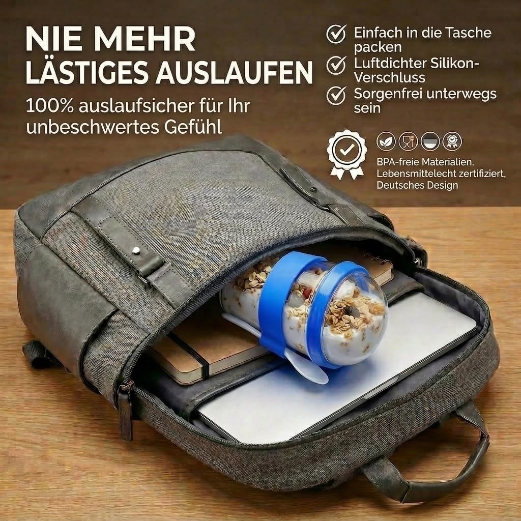 Joghurt- & Müsli-Becher für Unterwegs - 2-in-1 Müsli 2 go Becher Blau