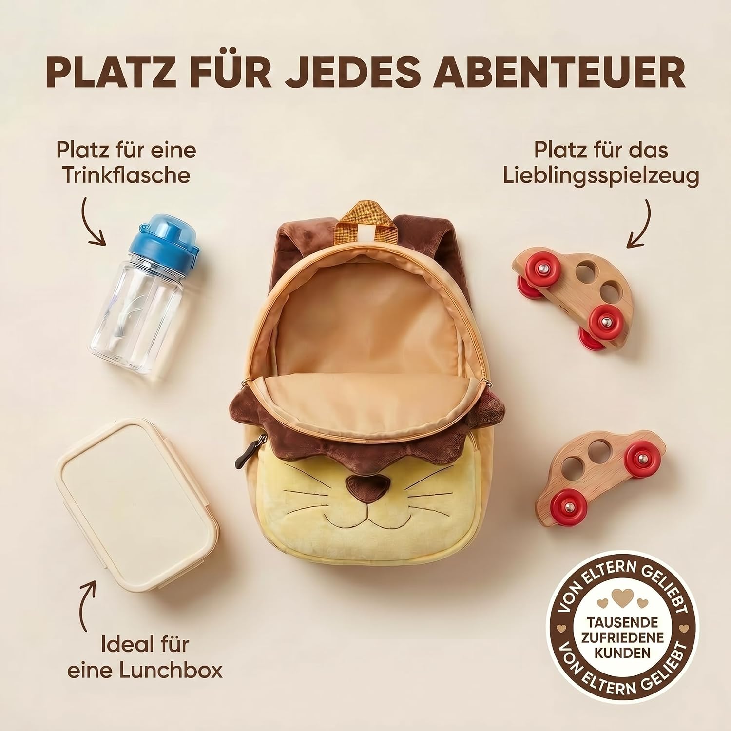 Tier-Kinderrucksack mit Sicherheitsleine für Kleinkinder