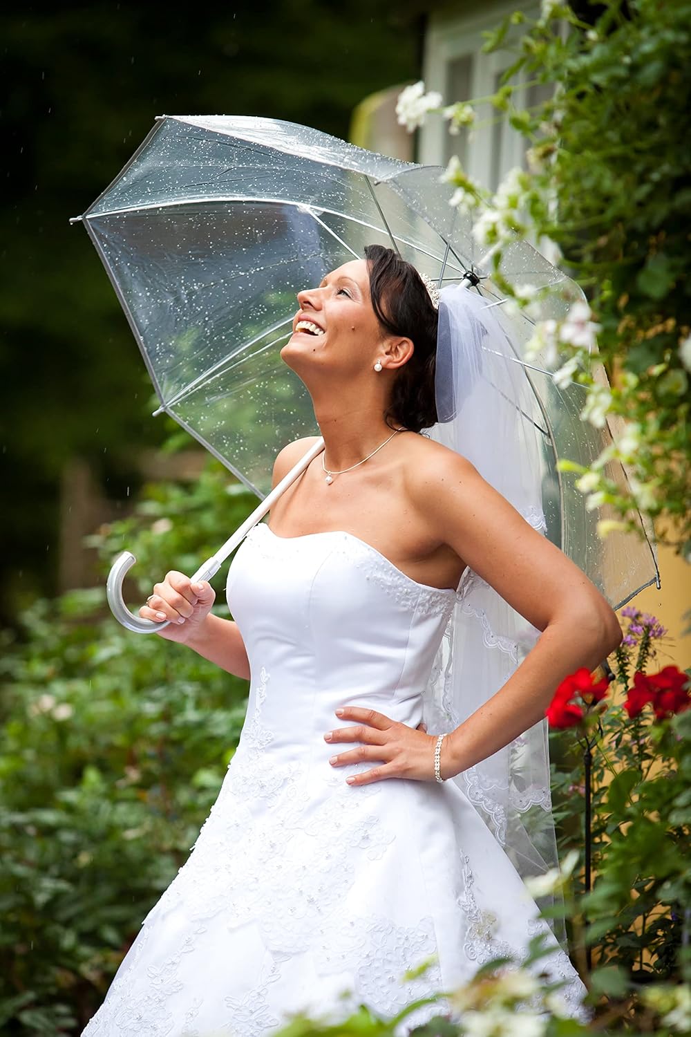 Transparenter Regenschirm 100cm - Durchsichtiger Stockschirm Elegant