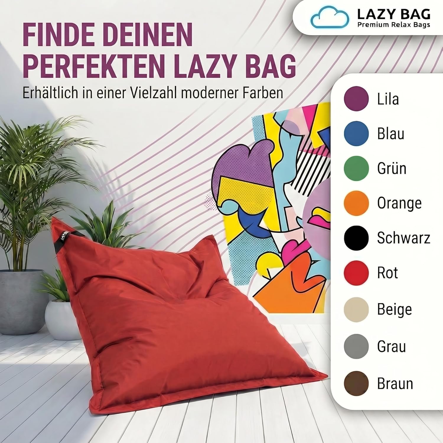 LazyBag Outdoor Sitzsack Junior – Wasserfestes Sitzkissen für Kinder
