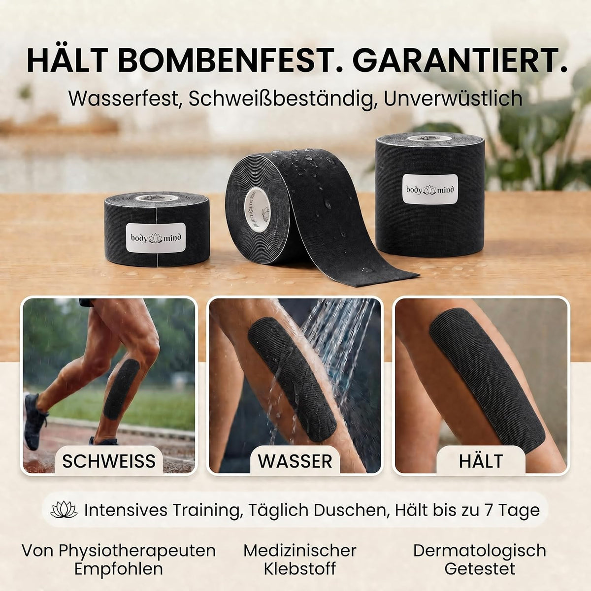 Kinesiologie Tape 10cm x 5m – Extra breites Sporttape Physio