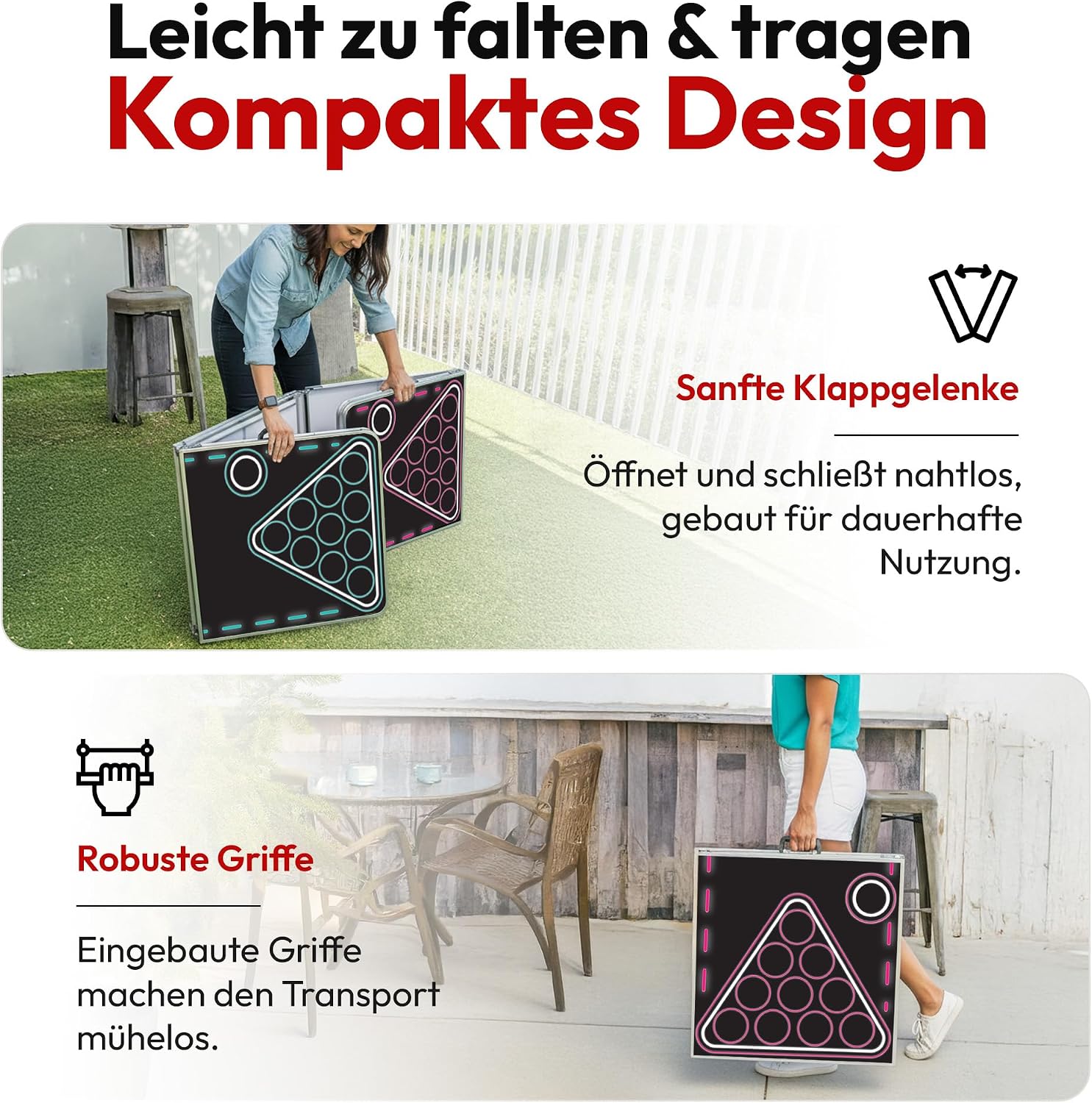 Klappbarer Beer Pong Tisch - Höhenverstellbar & Wasserabweisend