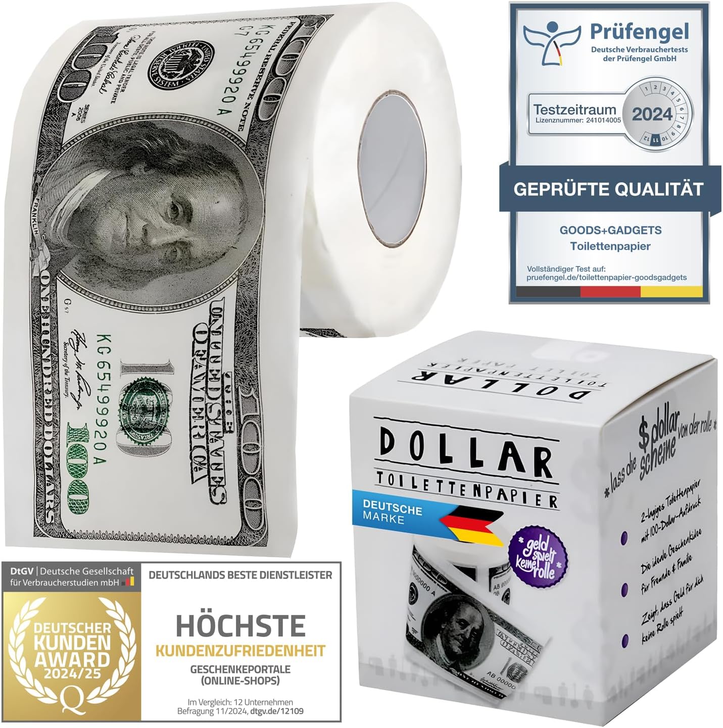 $100-Schein Klopapier – Lustiges Scherzartikel-Geschenk für Wichteln