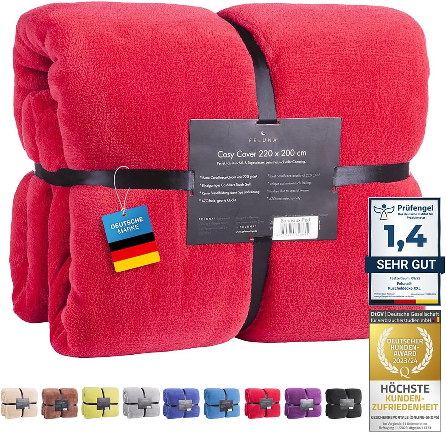 Feluna XXL Kuscheldecke 220x200 cm – Kuschelweiche Wohndecke Grau
