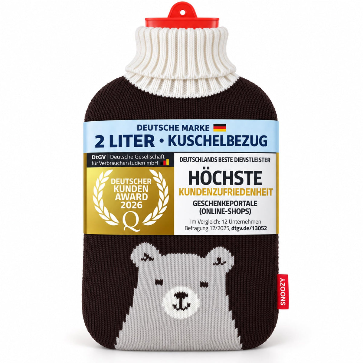 Snoozy 2L Wärmflasche mit flauschigem Hund-Bezug - Kuschelig & Warm – Hauptbild