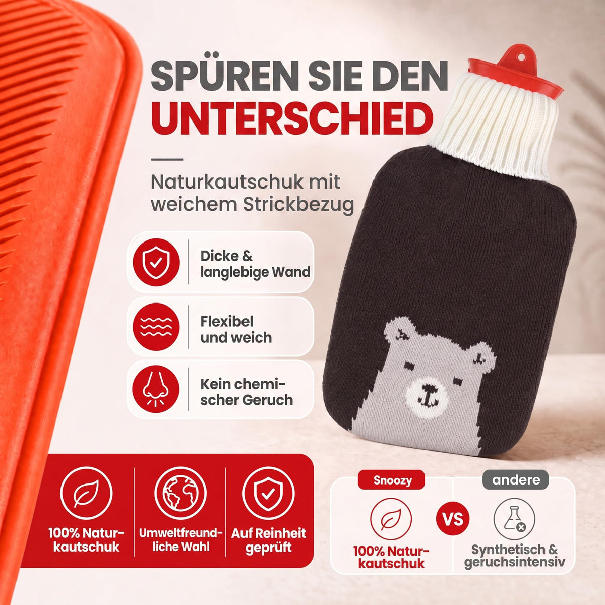 Snoozy 2L Wärmflasche mit flauschigem Hund-Bezug - Kuschelig & Warm – PT02