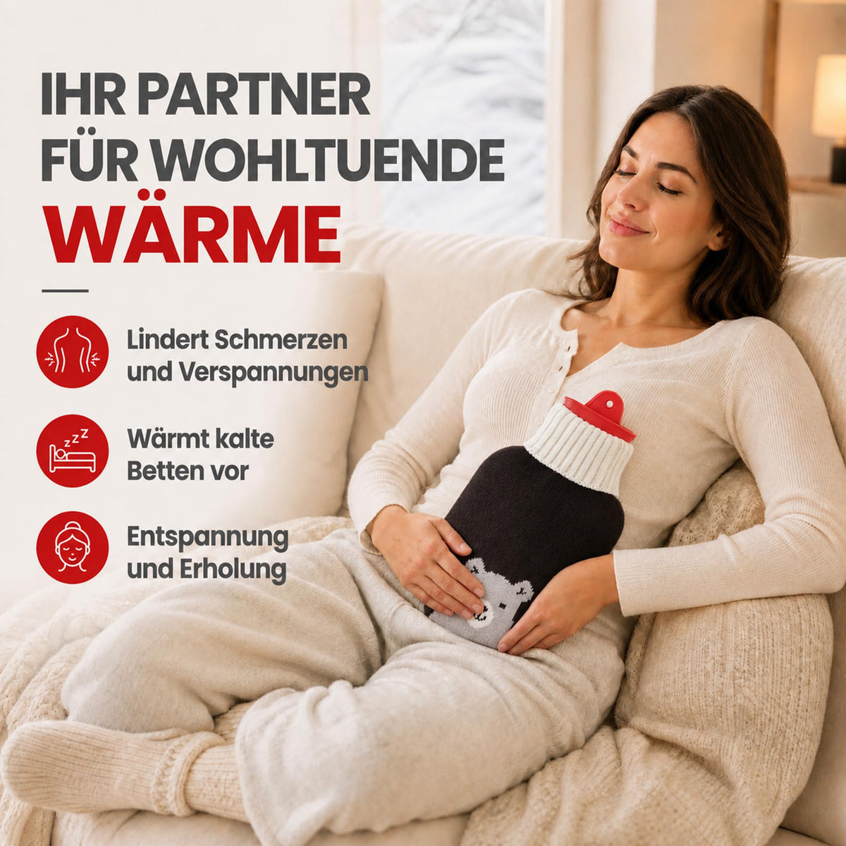 Snoozy 2L Wärmflasche mit flauschigem Hund-Bezug - Kuschelig & Warm – PT06