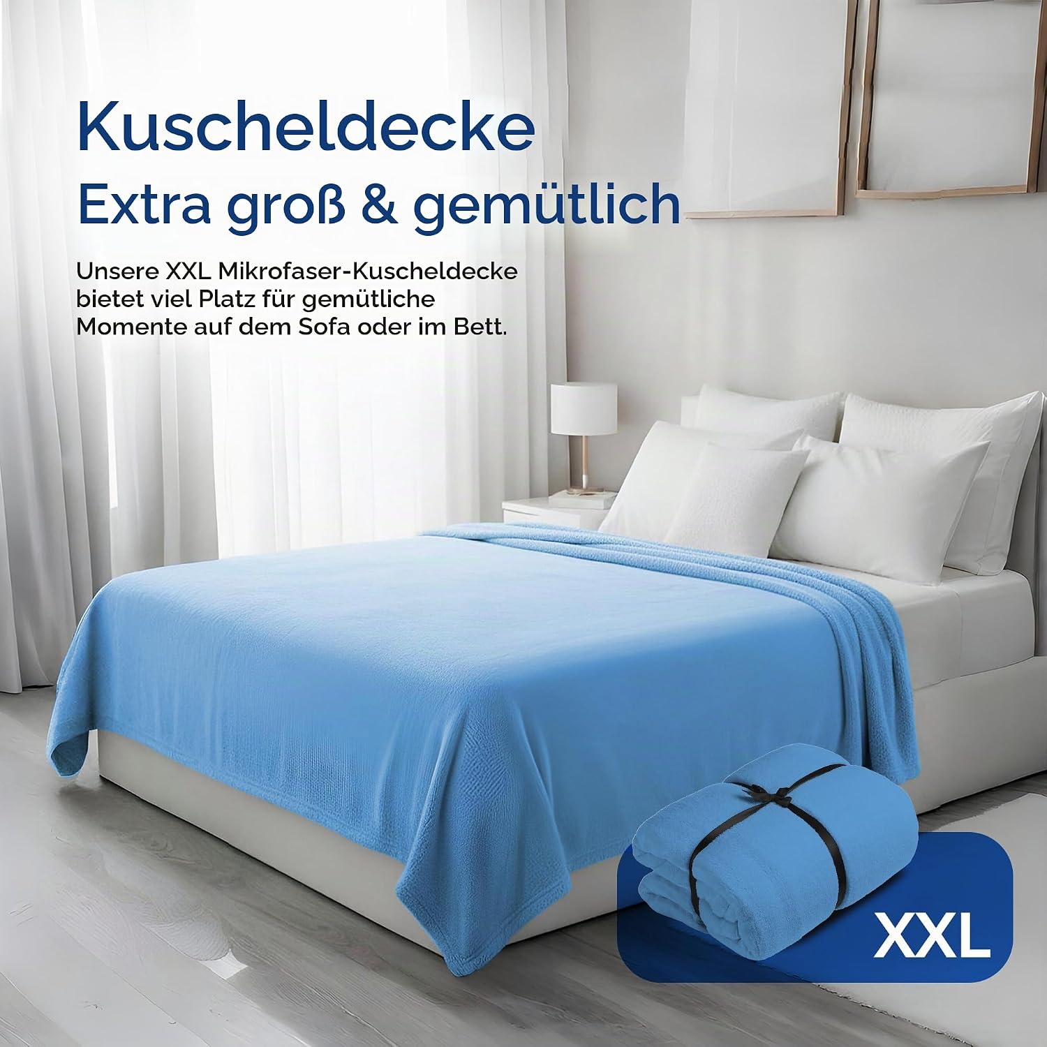 Feluna XXL Kuscheldecke 220x200 cm – Kuschelweiche Wohndecke Grau