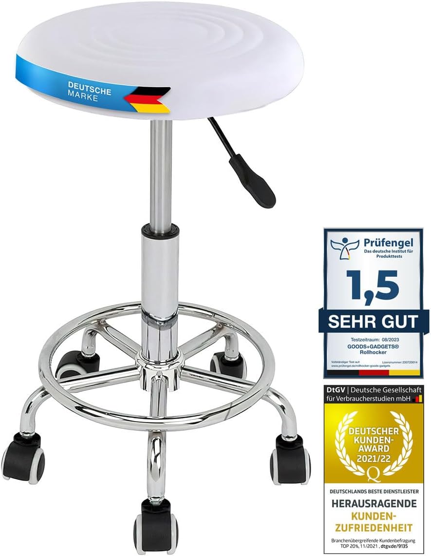 Ergonomischer Rollhocker - Drehbarer Arbeitshocker für Büro & Praxis