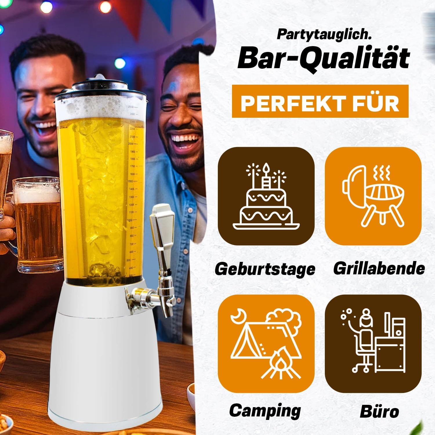 Biertower 4 Liter Biersäule – Zapf-Spender mit LED & Kühlung