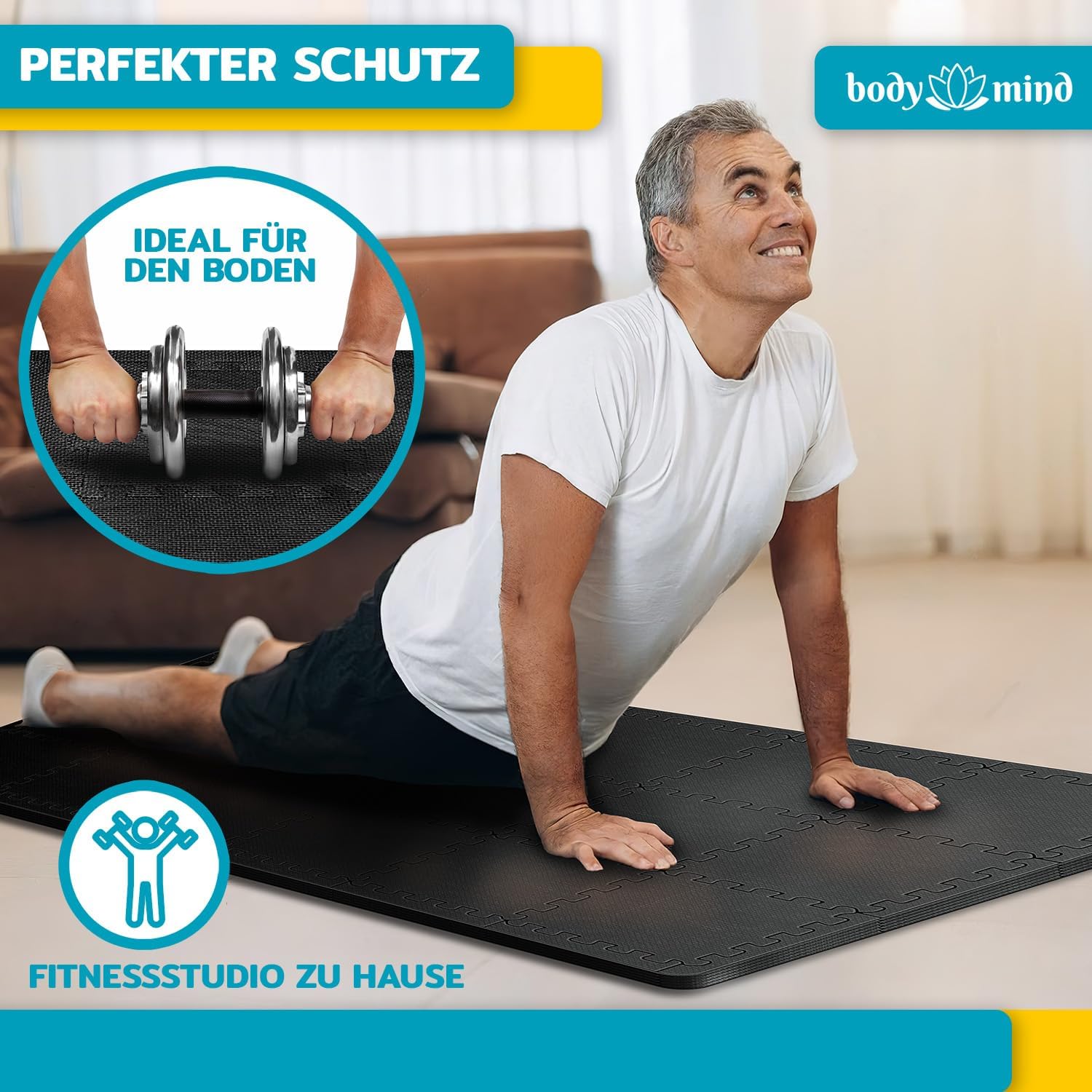 Bodenschutzmatten Set 54-teilig - Fitness Unterlegmatten EVA