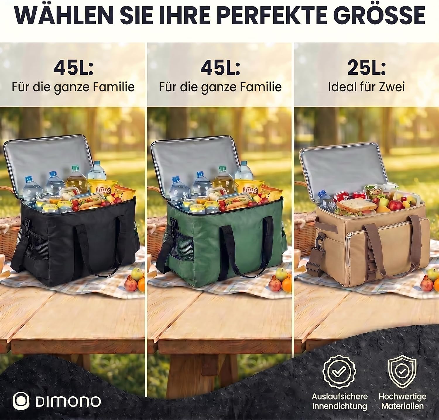 XXL Kühltasche 45L - Isolierte Thermotasche für Picknick & Camping