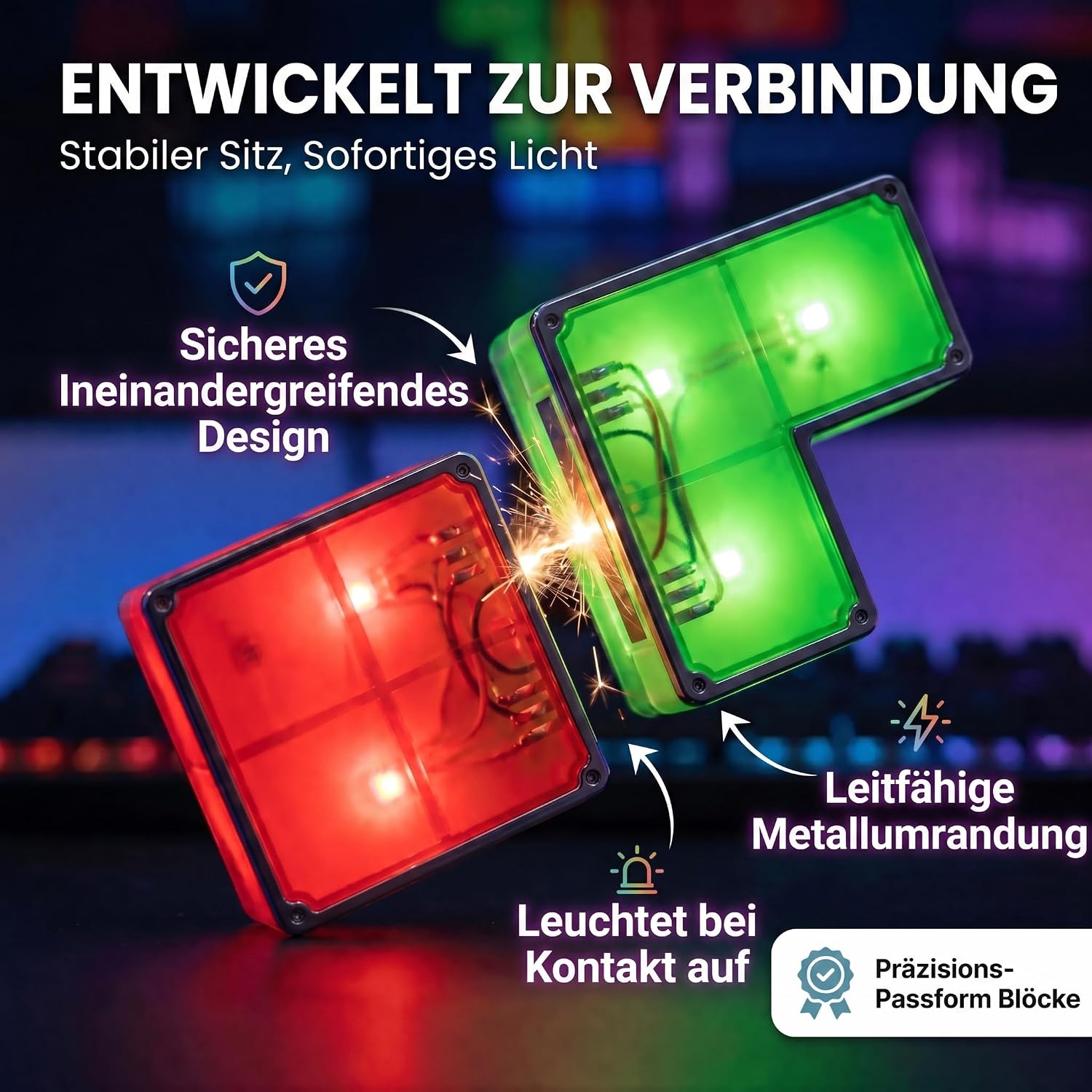 Tetris Lampe – Stapelbare 7-teilige LED-Tischleuchte für Gamer