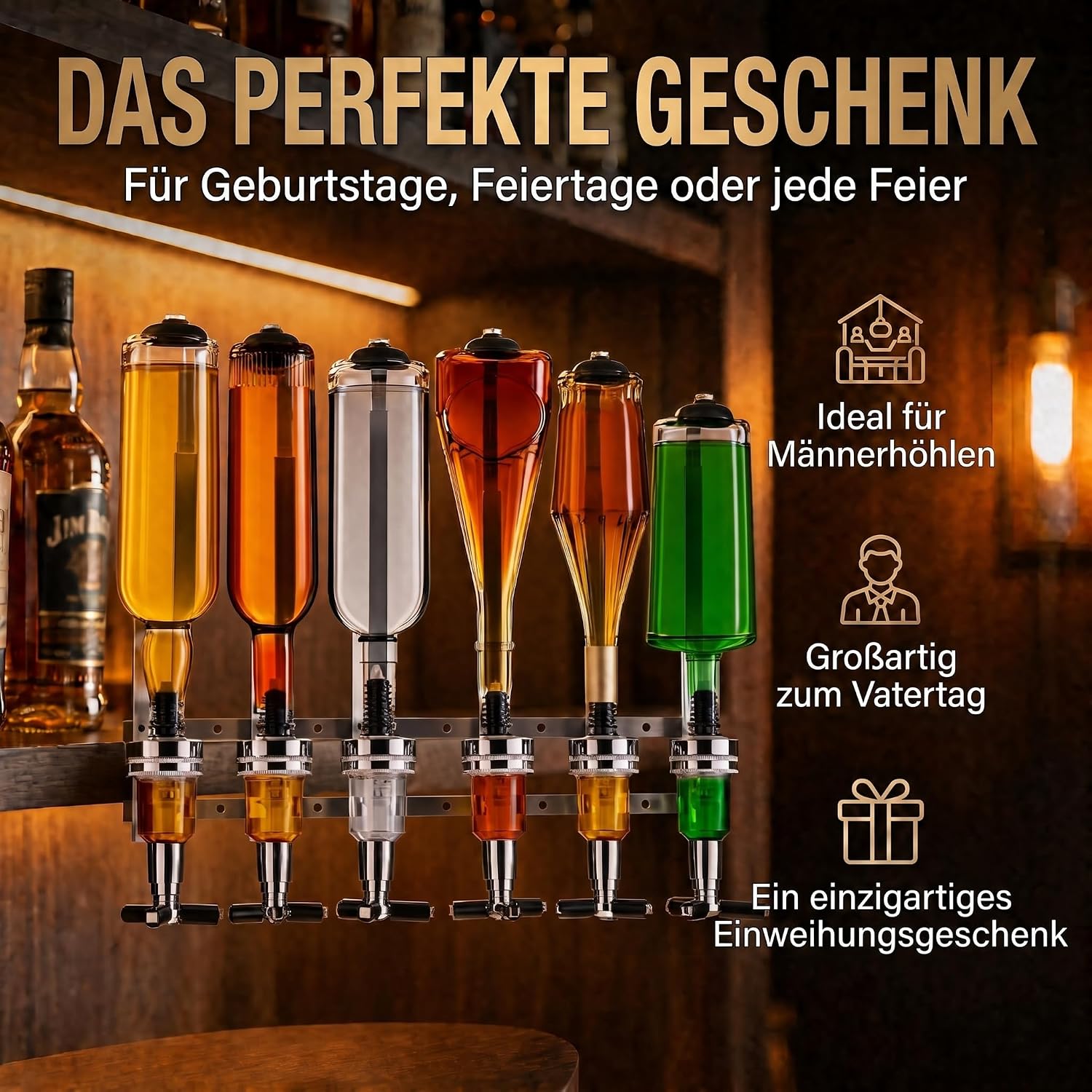 4-fach Wand-Spirituosenspender - Hochwertiger Bar-Butler & Portionierer