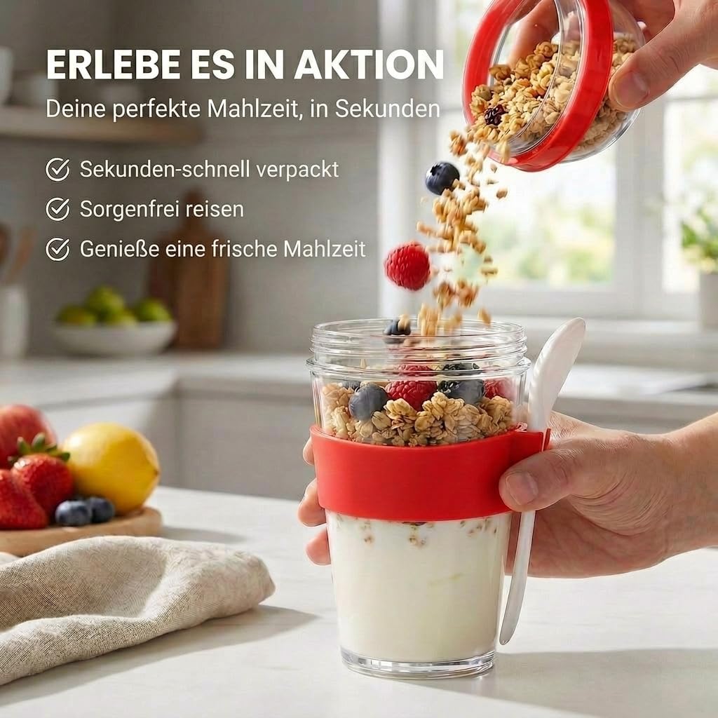 Joghurt- & Müsli-Becher für Unterwegs - 2-in-1 Müsli 2 go Becher Blau
