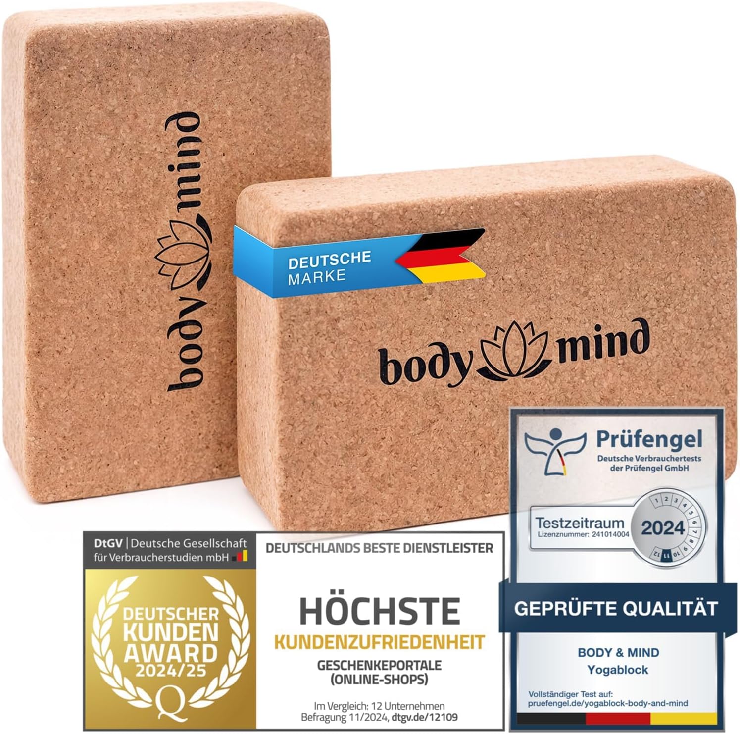 Yoga-Block aus Kork 2er-Set - Rutschfest & Stabil für Ihr Yoga