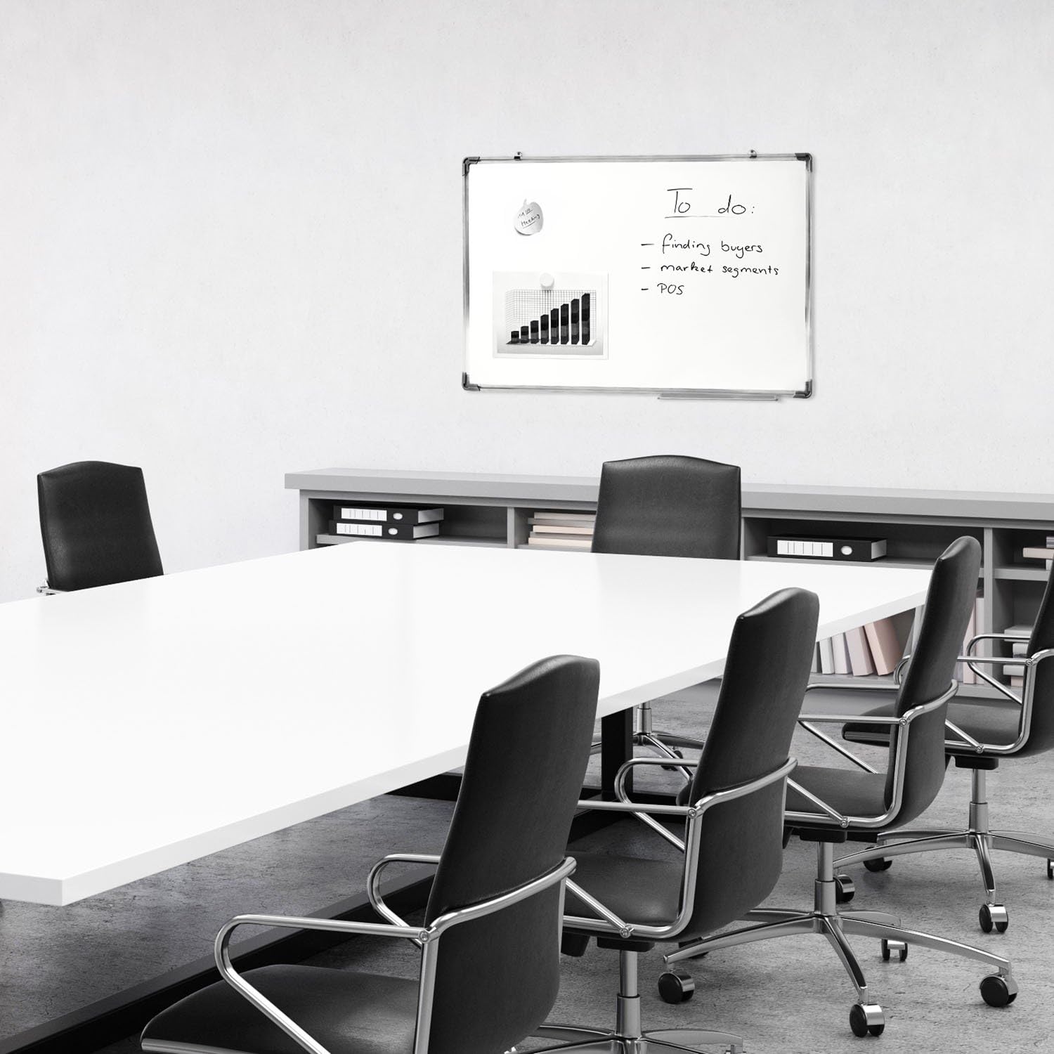 Magnetisches Whiteboard 90x60 cm mit Alurahmen & Ablage