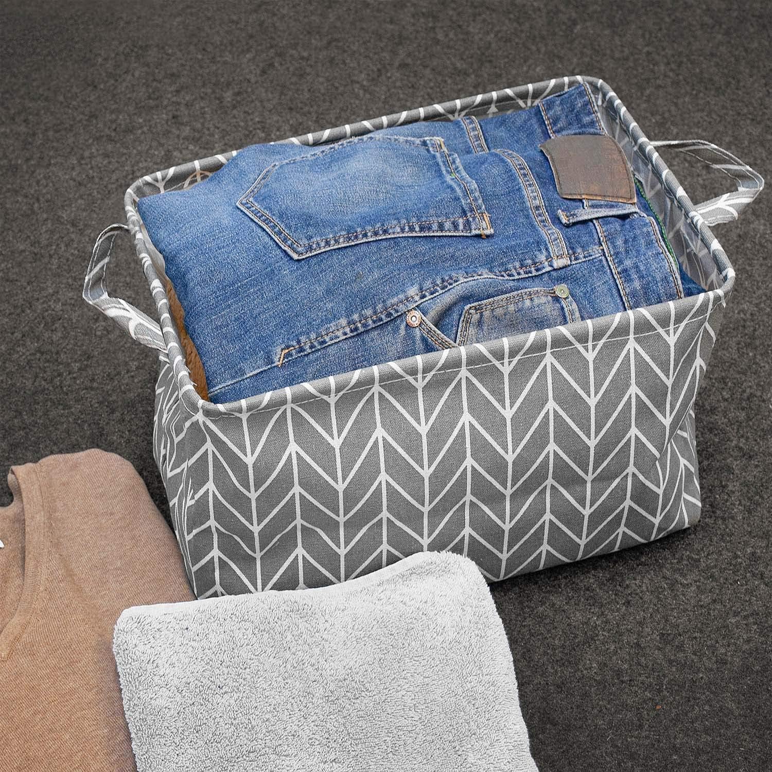 Faltbarer Aufbewahrungskorb aus Leinenstoff-Baumwolle 38x22x26cm