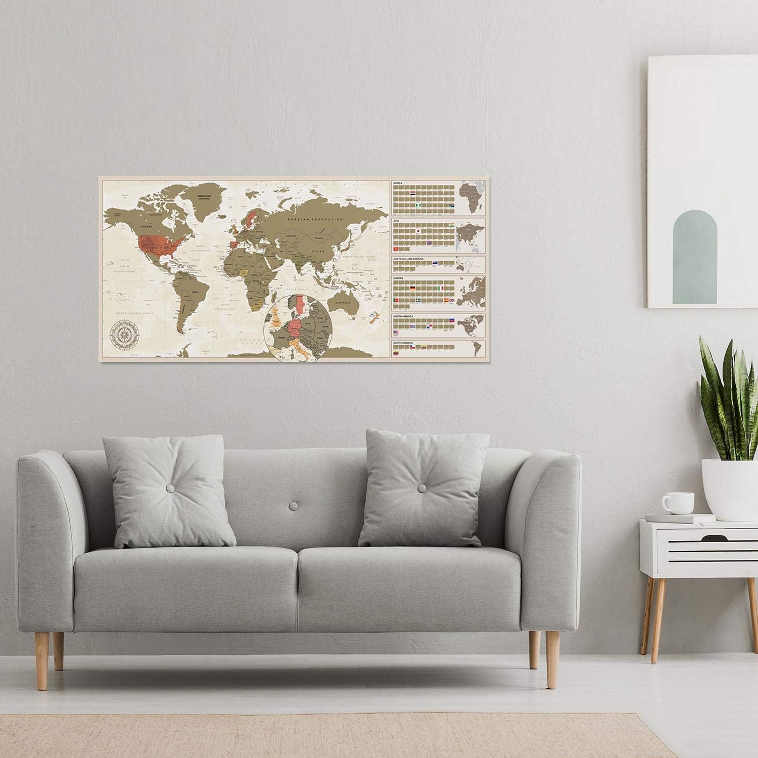 Weltkarte zum Rubbeln im Antik-Stil – Scratch-Off World Map