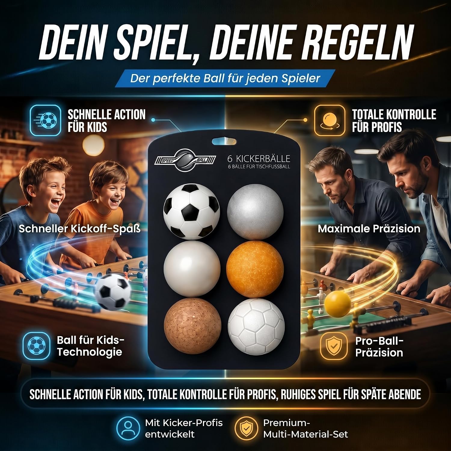 12er Set Profi Kickerbälle - 35mm Tischfußball-Bälle für Kickertische