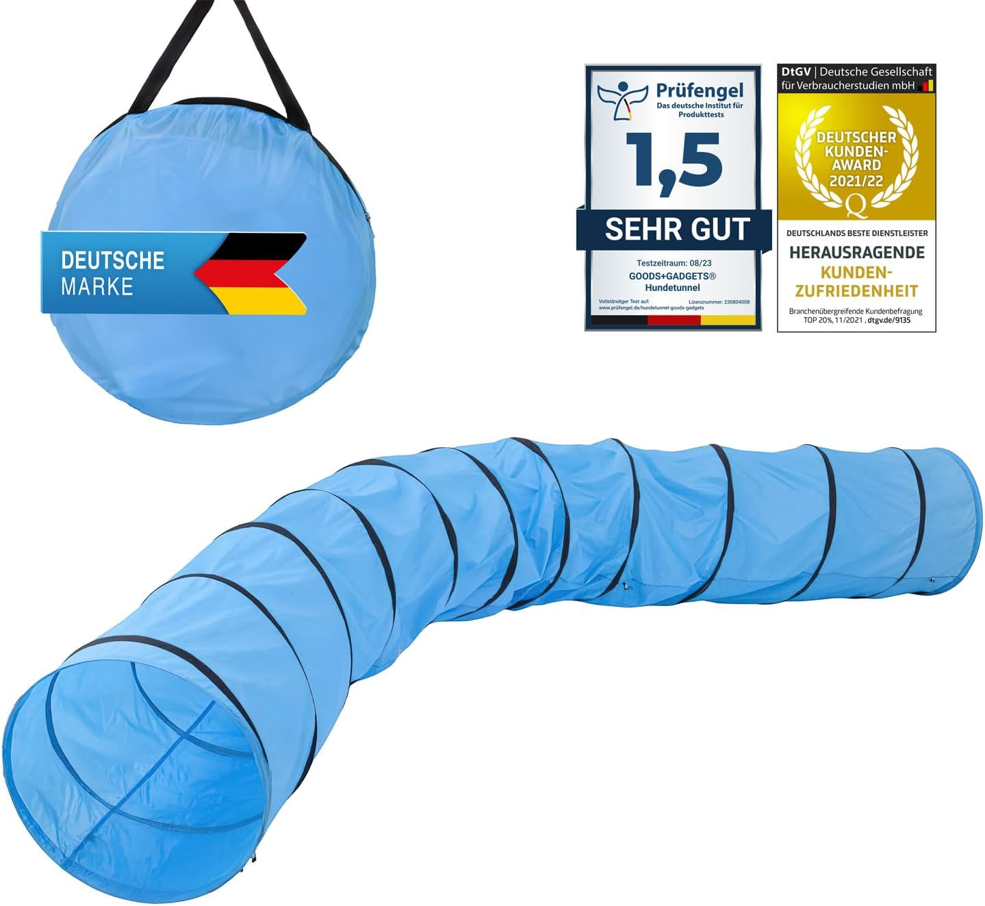 Hunde Agility Tunnel 500cm - Robuster Spieltunnel für Agility
