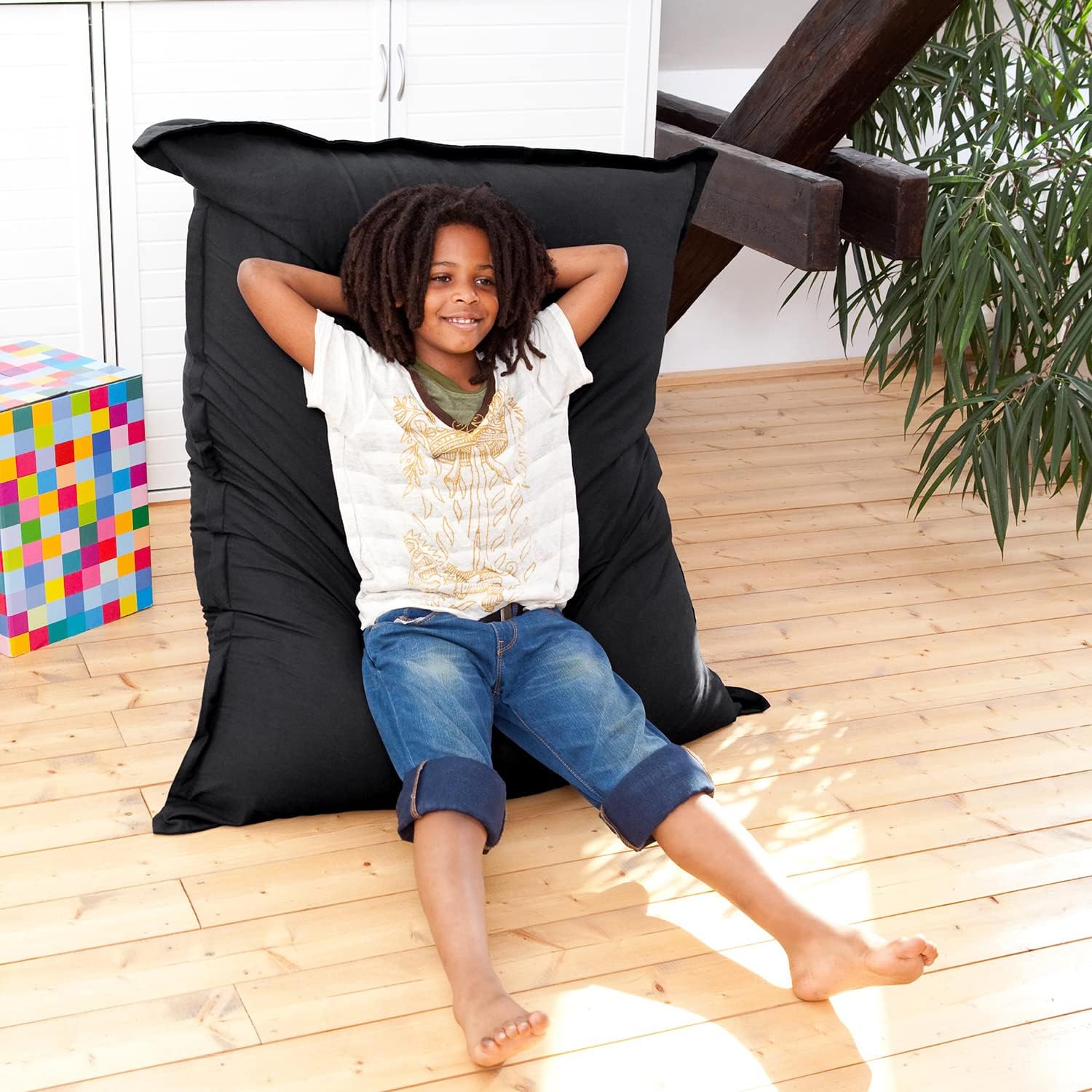 Smoothy Sitzsack Junior XL 250L - Robuster Kinder-Sitzsessel Schwarz