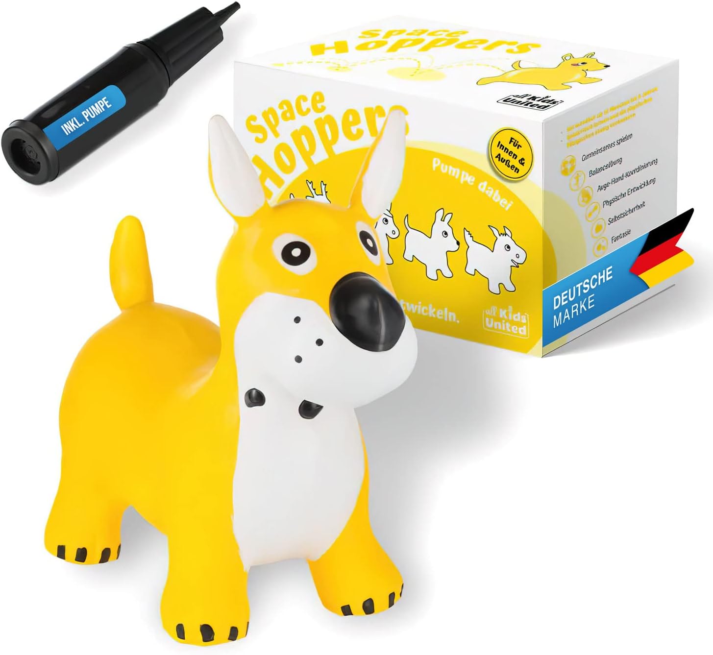 Hüpftier Hund - Inklusive Luftpumpe - Stabiles Spielzeug ab 1 Jahr