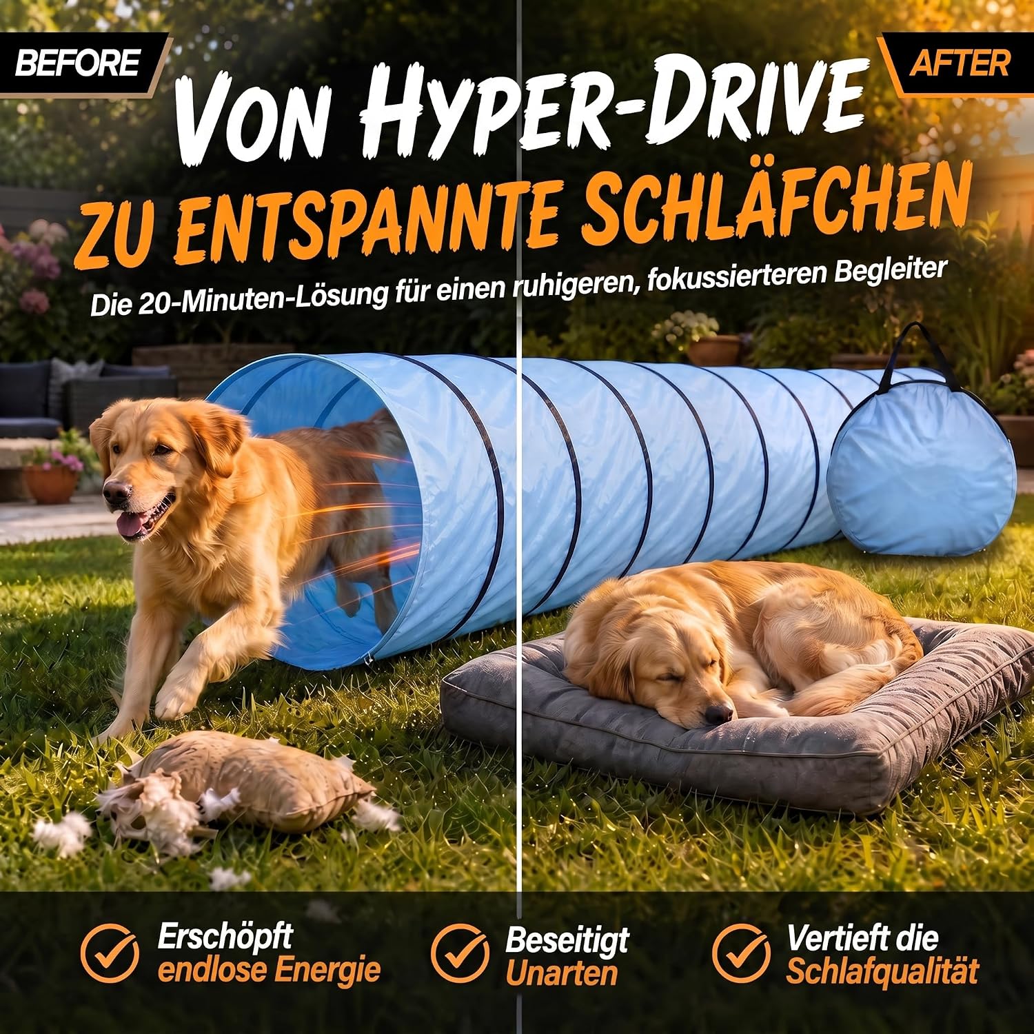 Hunde Agility Tunnel 500cm - Robuster Spieltunnel für Agility