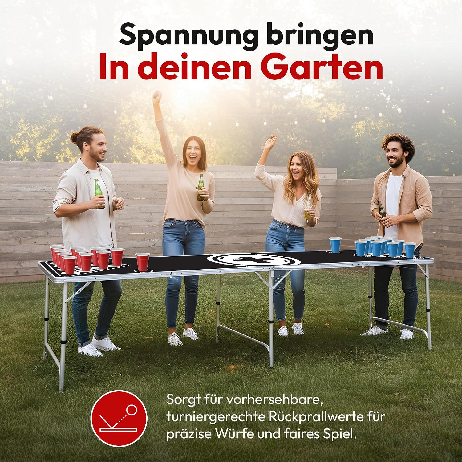 Klappbarer Beer Pong Tisch - Höhenverstellbar & Wasserabweisend