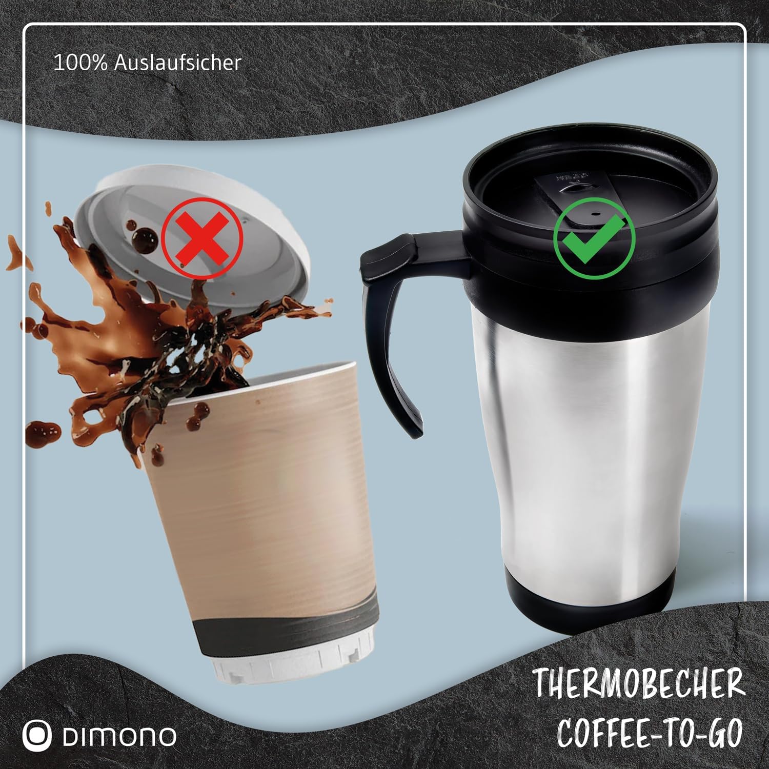 Thermobecher Edelstahl 400ml - Isolierbecher für Unterwegs