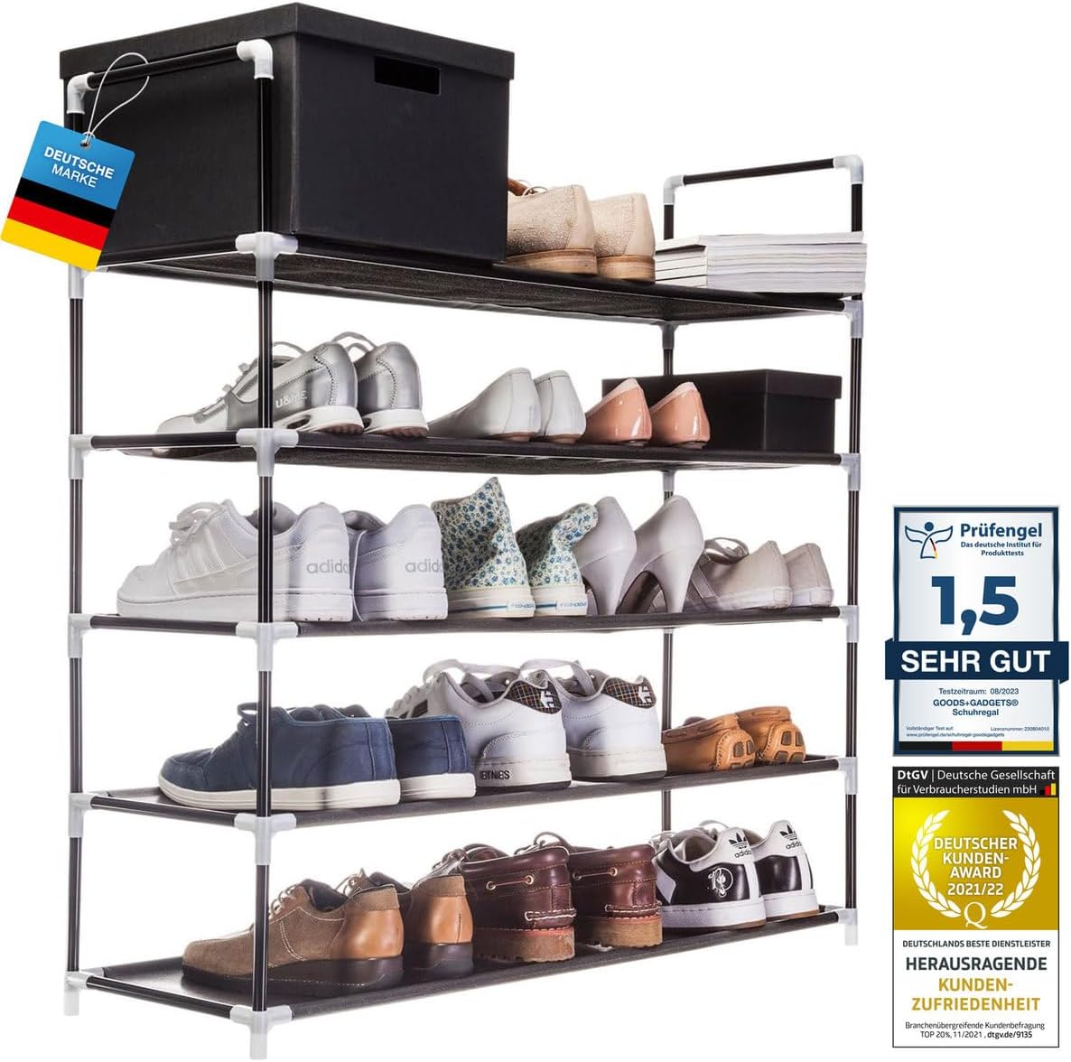 XXL Schuhregal Schwarz für 25 Paar Schuhe – Platzsparende Ablage