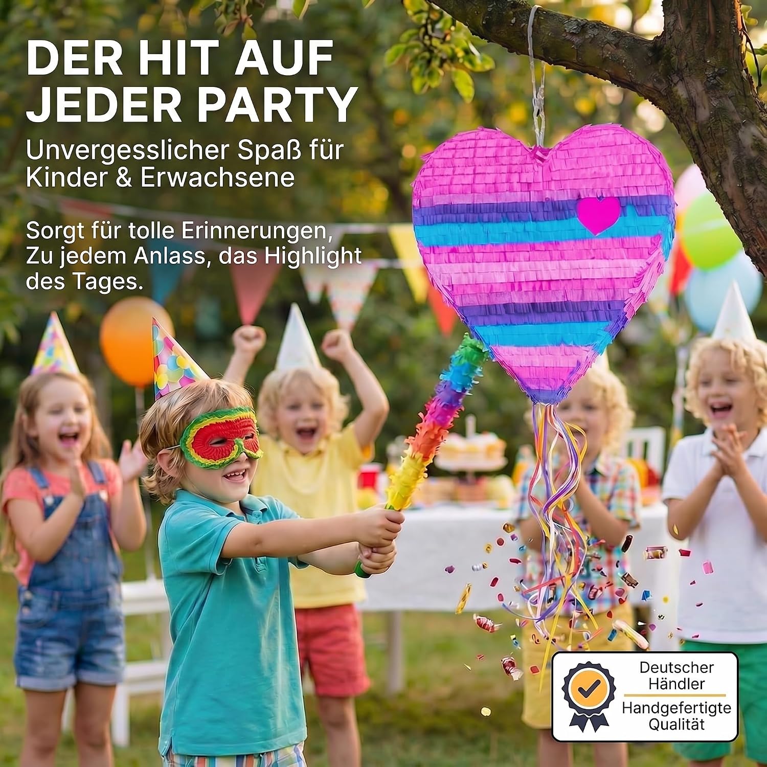 Herz-Pinata zum Befüllen - Party-Deko & Geburtstags-Highlight