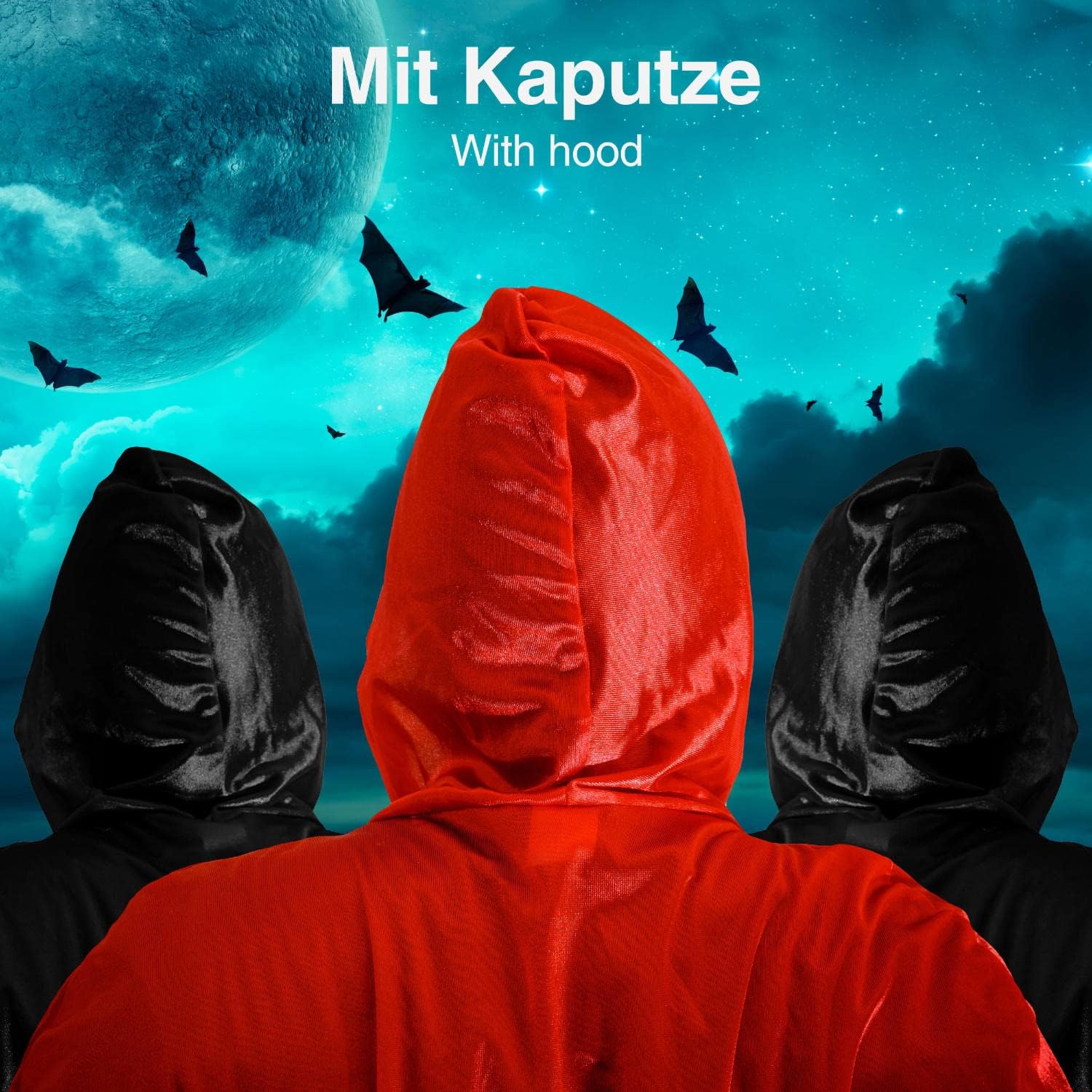 Vampir-Umhang für Kinder - Dracula Mantel & Halloween Kapuzencape