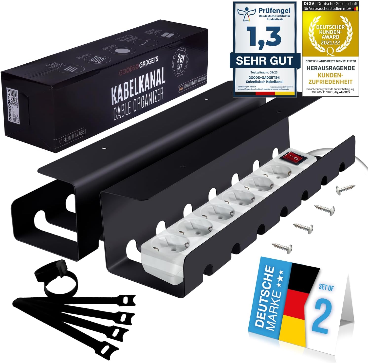 Kabelkanal Schreibtisch 2er Set - Kabelmanagement Ordnungssystem
