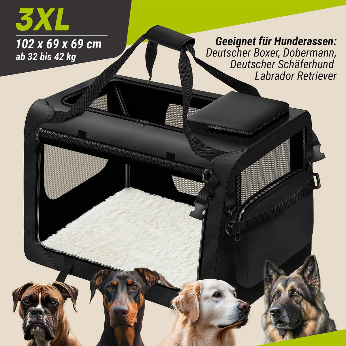 Faltbare Hundetransportbox - Stabile Reise-Hundebox für das Auto