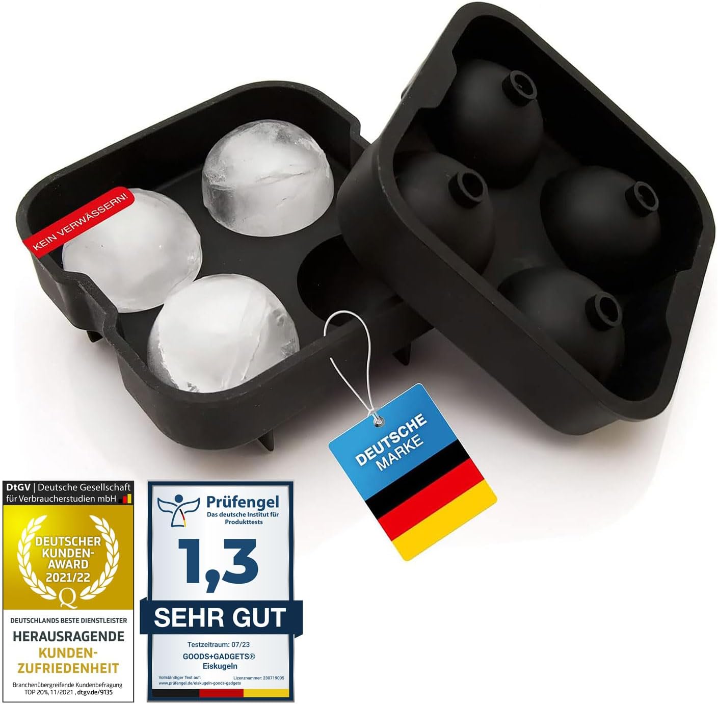 XXL Eiswürfelform aus Silikon für 4 Eiswürfel - Whiskey & Cocktails