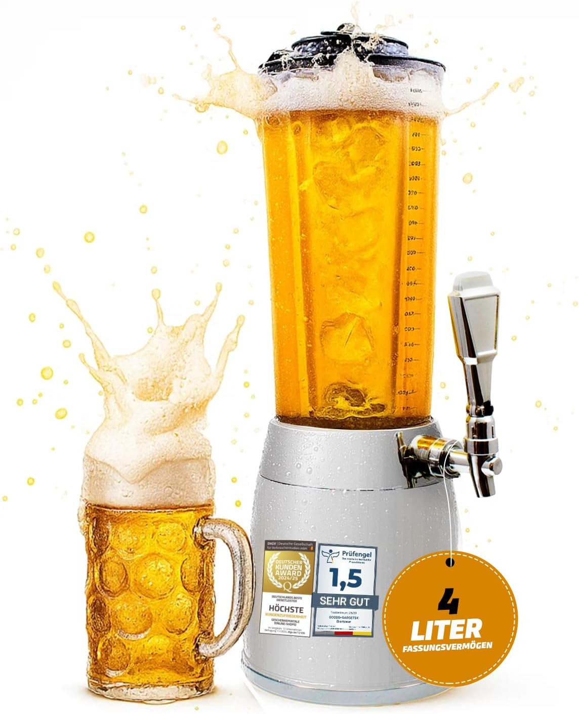 Biertower 4 Liter Biersäule – Zapf-Spender mit LED & Kühlung