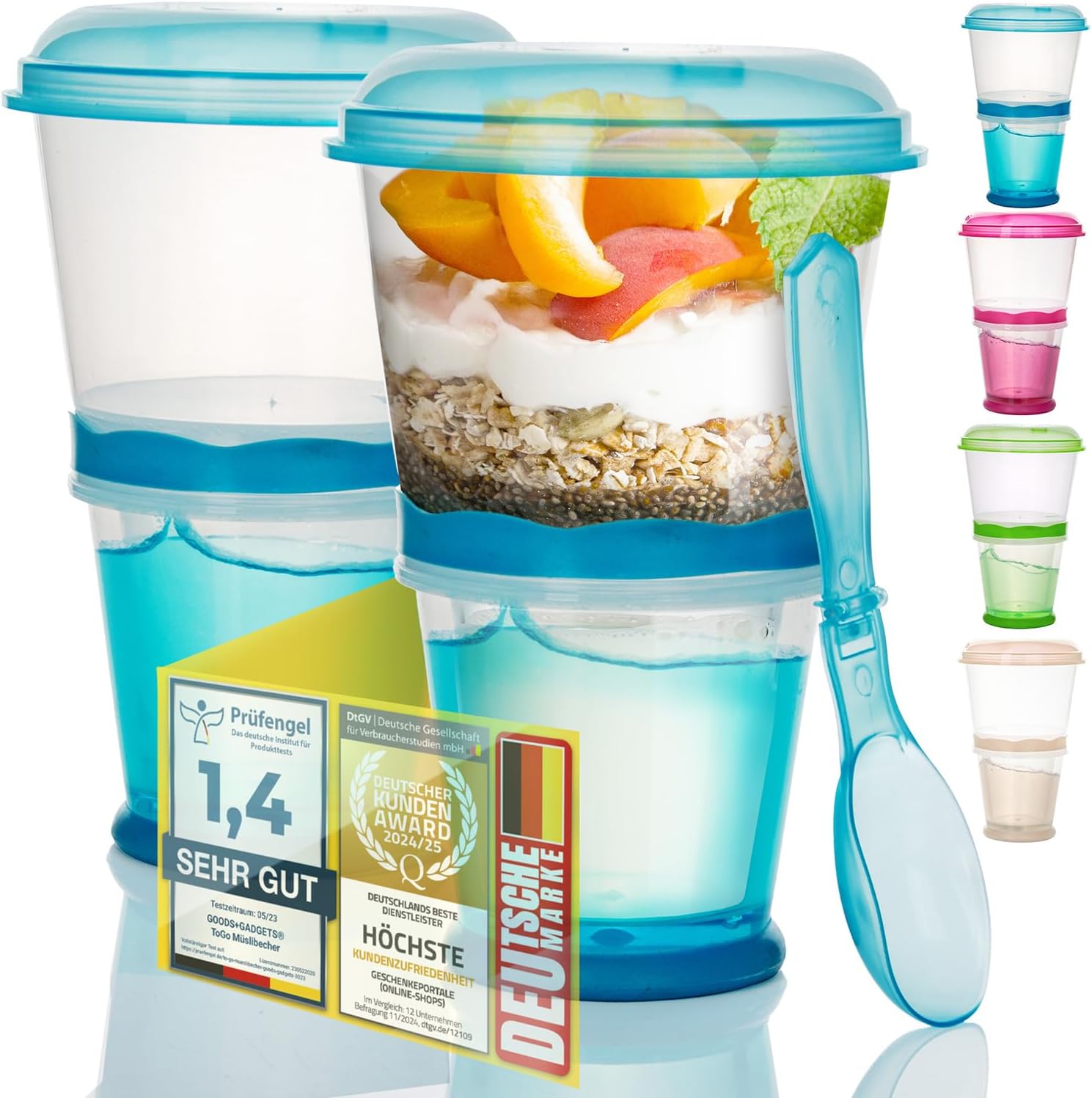 Müsli-to-Go Becher mit Löffel - Dein auslaufsicherer Snack-Begleiter
