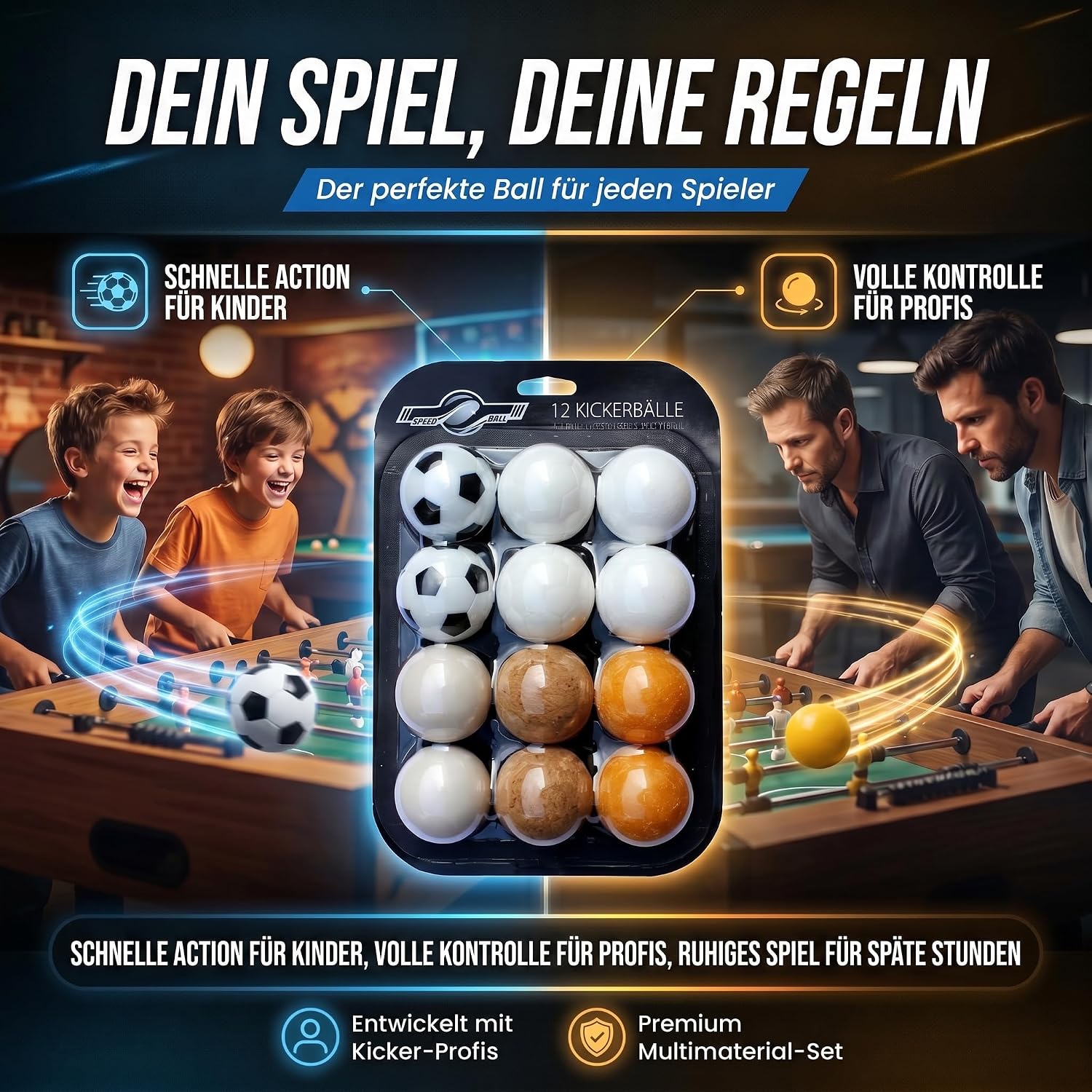 12er Set Profi Kickerbälle - 35mm Tischfußball-Bälle für Kickertische