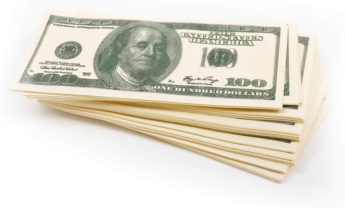Dollarschein-Servietten - 100-Dollar-Note Papierservietten 33x33cm