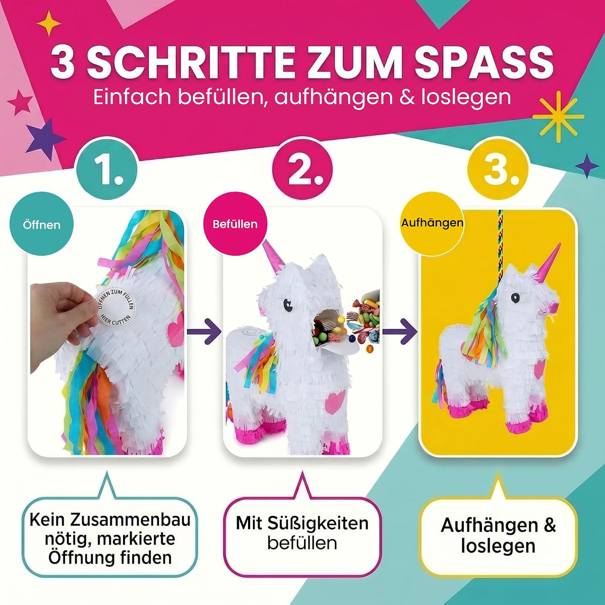Pinata "Einhorn - Geburtstags Pinatas zum Befüllen