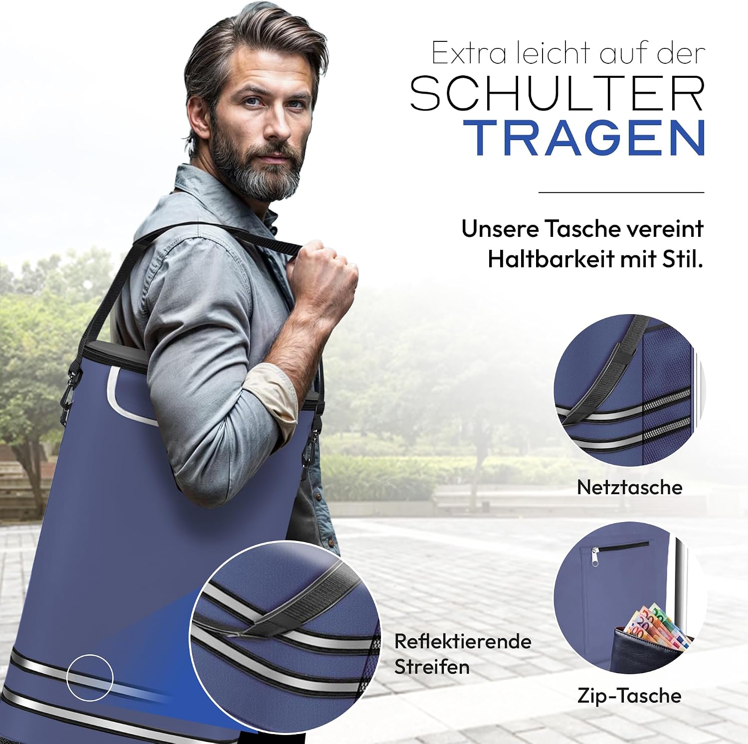 3in1 Einkaufstrolley klappbar 56L – Transportwagen mit Kühlfach