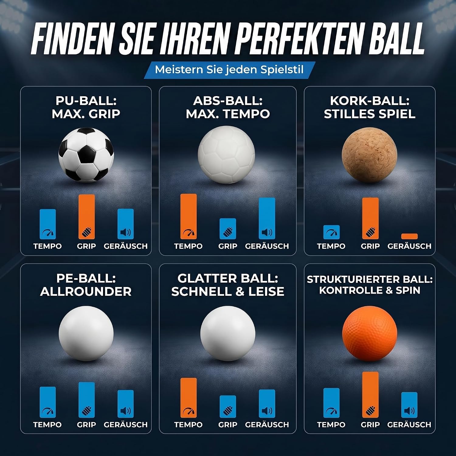 12er Set Profi Kickerbälle - 35mm Tischfußball-Bälle für Kickertische