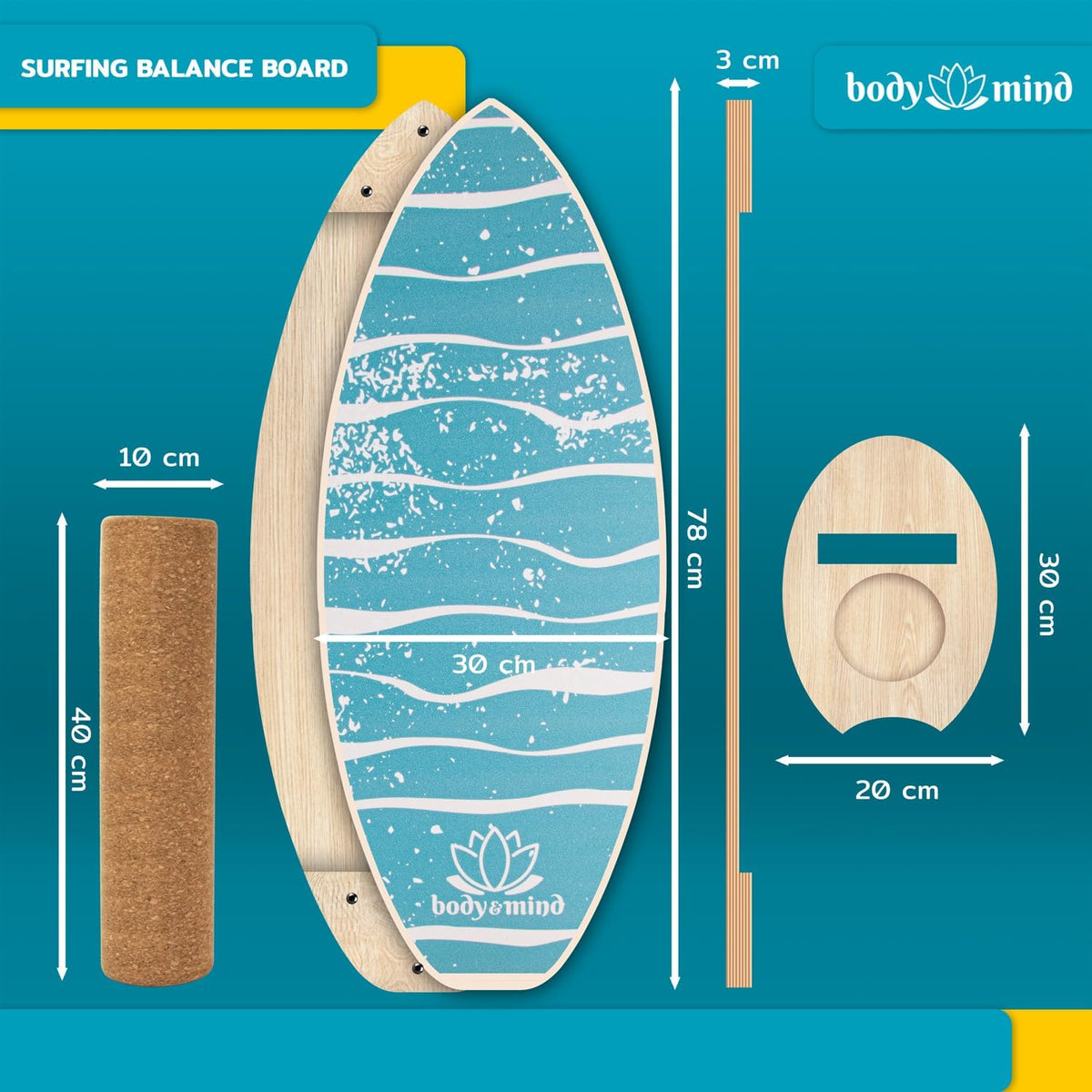 Balance-Board Surfbrett Light Waves Produktbild 5 #Farbe_Light Waves