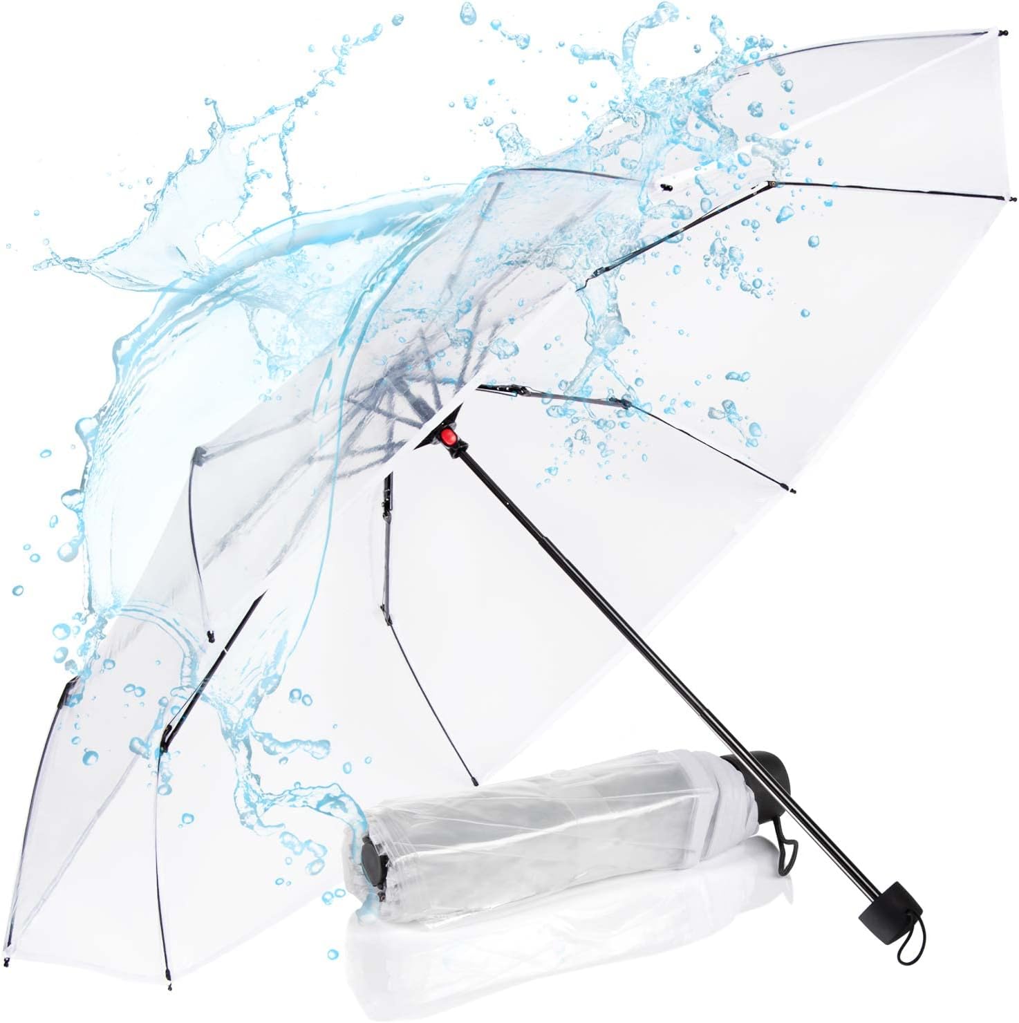Transparenter Regenschirm 100cm - Durchsichtiger Stockschirm Elegant