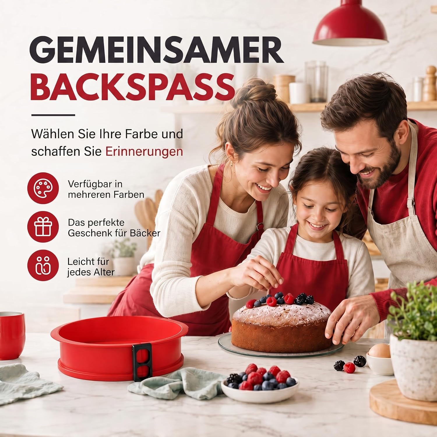 Silikon-Springform 23cm mit Glasboden – Auslaufsicher & Antihaft