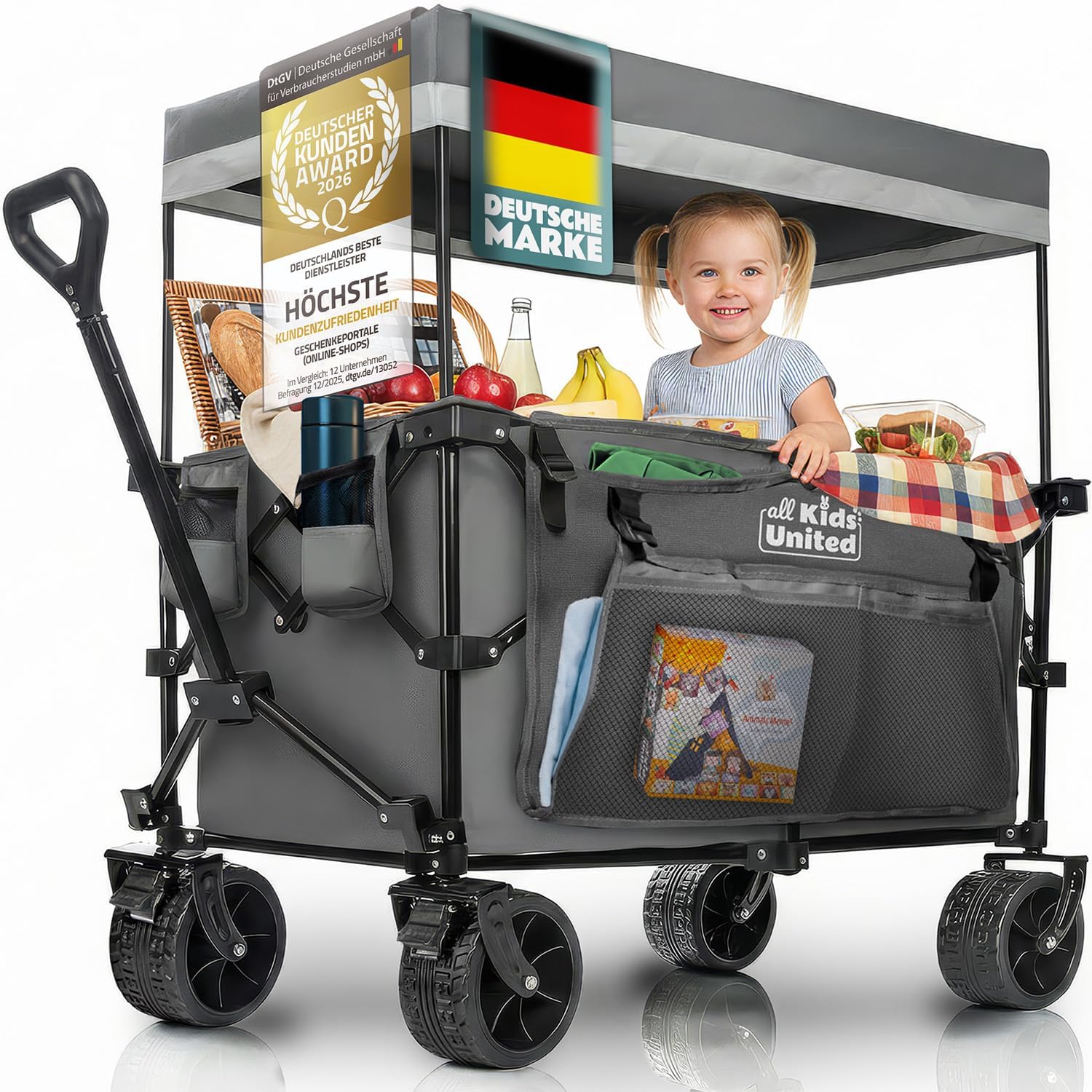 Faltbarer Bollerwagen - Strand-Buggy mit XXL Rädern & Bremse