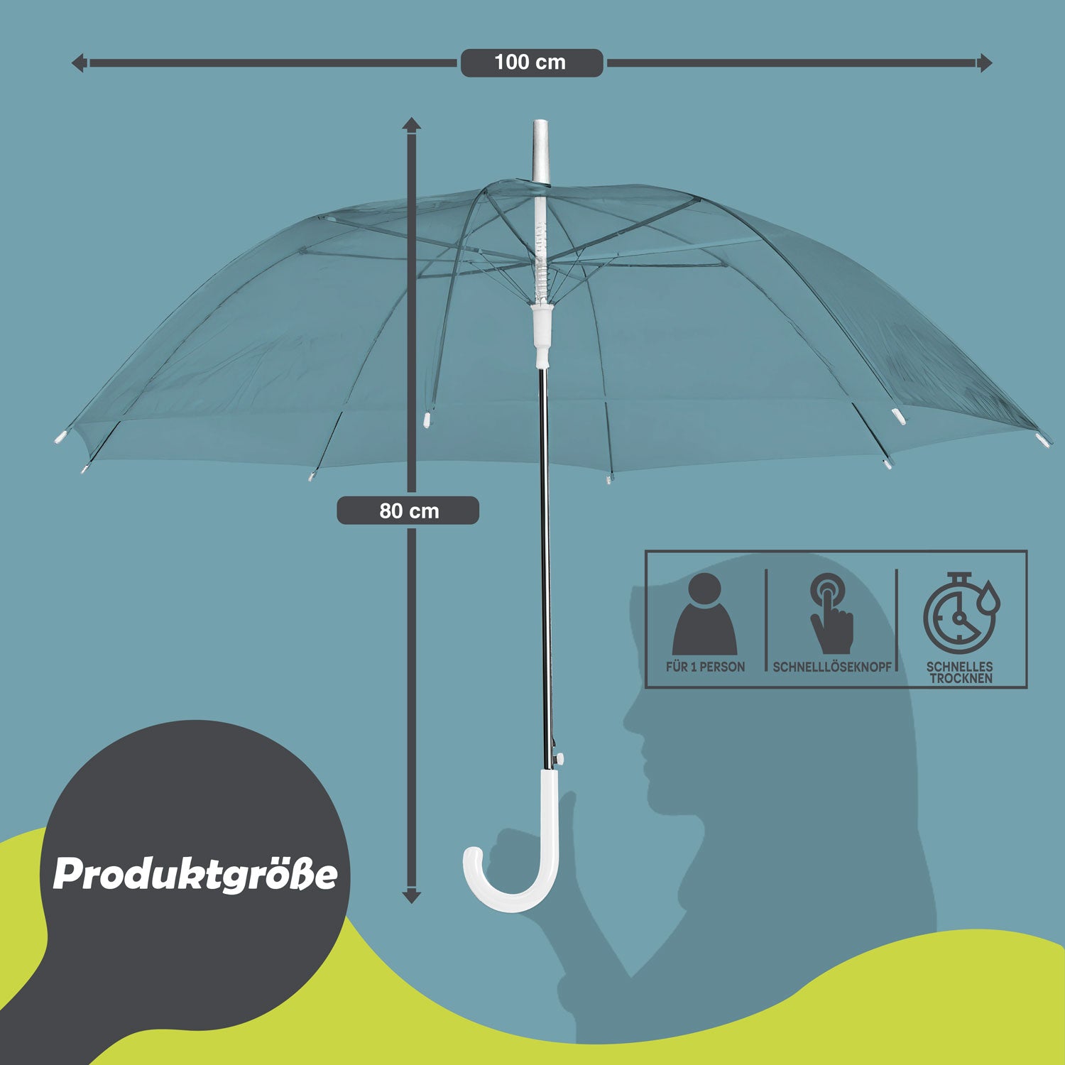 Transparenter Regenschirm - eleganter & durchsichtiger Stockschirm